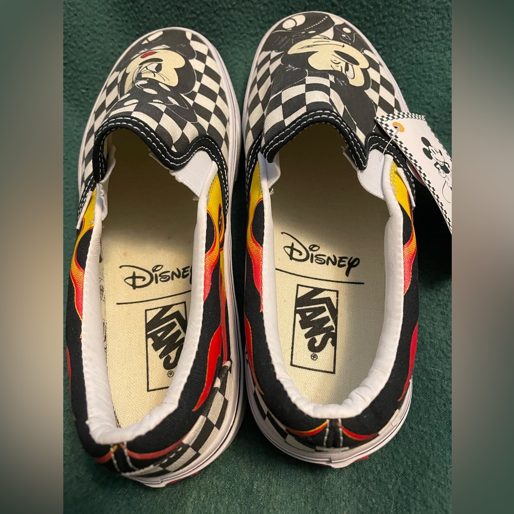 Vans Slip On Disney Mickey Minnie Mouse Checkerboard Flames 90th Anniversary - Picture 12 of 15